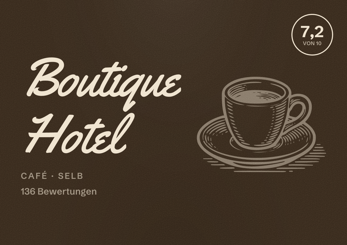 Illustriertes Poster von Boutique Hotel, Café in Selb: Bewertung 7,2 von 10 aus 136 Bewertungen