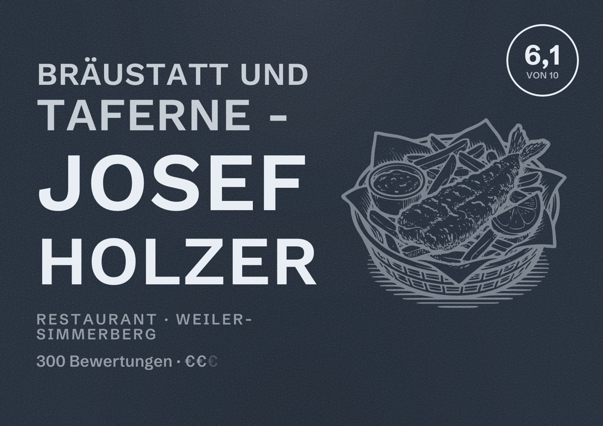 Illustriertes Poster von Bräustatt und Taferne - Josef Holzer, Restaurant in Weiler-Simmerberg: Bewertung 6,1 von 10 aus 300 Bewertungen, Preisniveau €€