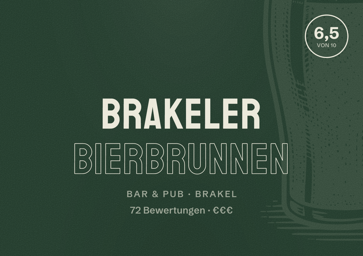 Illustriertes Poster von Brakeler Bierbrunnen, Bar & Pub in Brakel: Bewertung 6,5 von 10 aus 72 Bewertungen, Preisniveau €€€