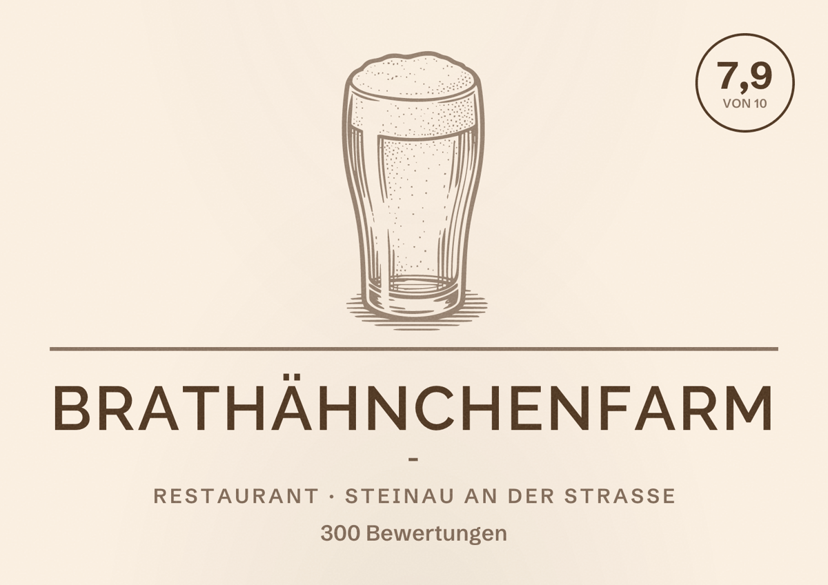 Illustriertes Poster von Brathähnchenfarm -, Restaurant in Steinau an der Straße: Bewertung 7,9 von 10 aus 300 Bewertungen