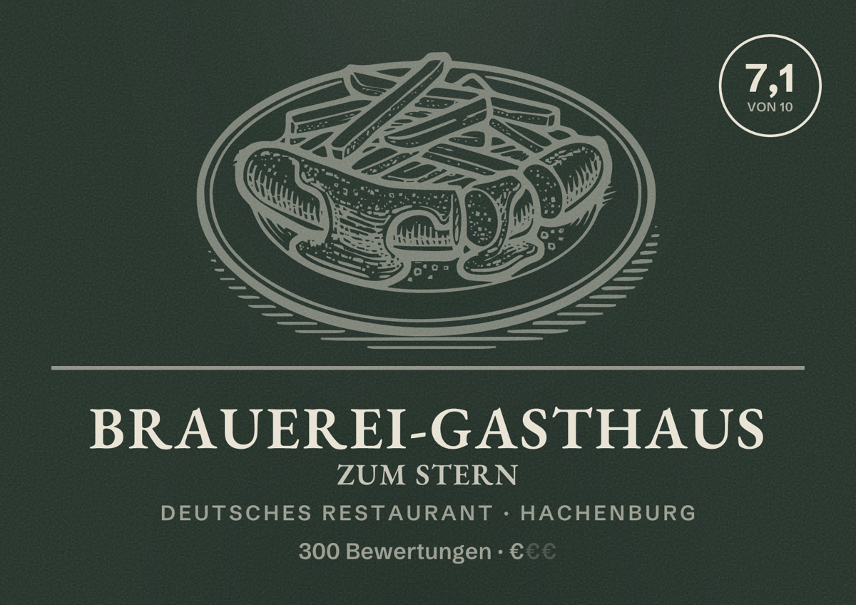 Illustriertes Poster von Brauerei-Gasthaus Zum Stern, Deutsches Restaurant in Hachenburg: Bewertung 7,1 von 10 aus 300 Bewertungen, Preisniveau €