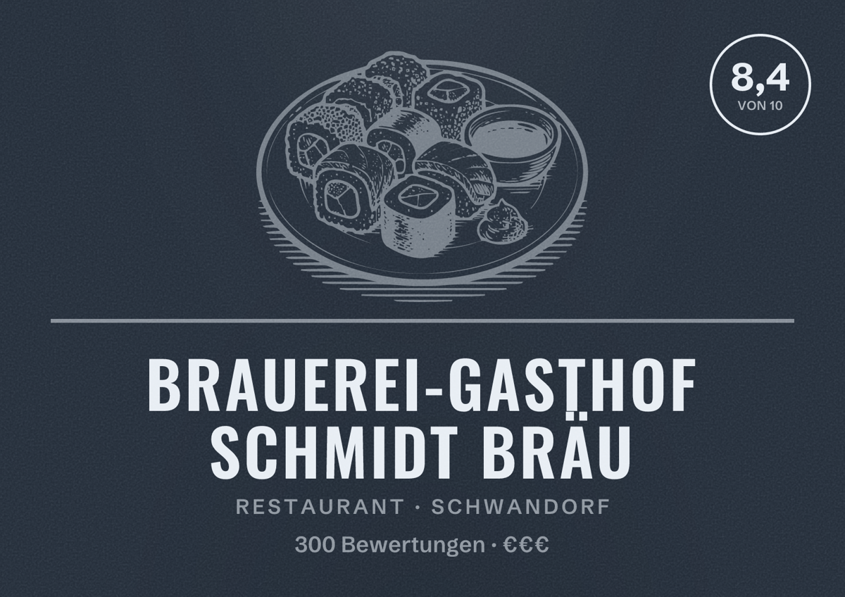 Illustriertes Poster von Brauerei-Gasthof Schmidt Bräu, Restaurant in Schwandorf: Bewertung 8,4 von 10 aus 300 Bewertungen, Preisniveau €€€