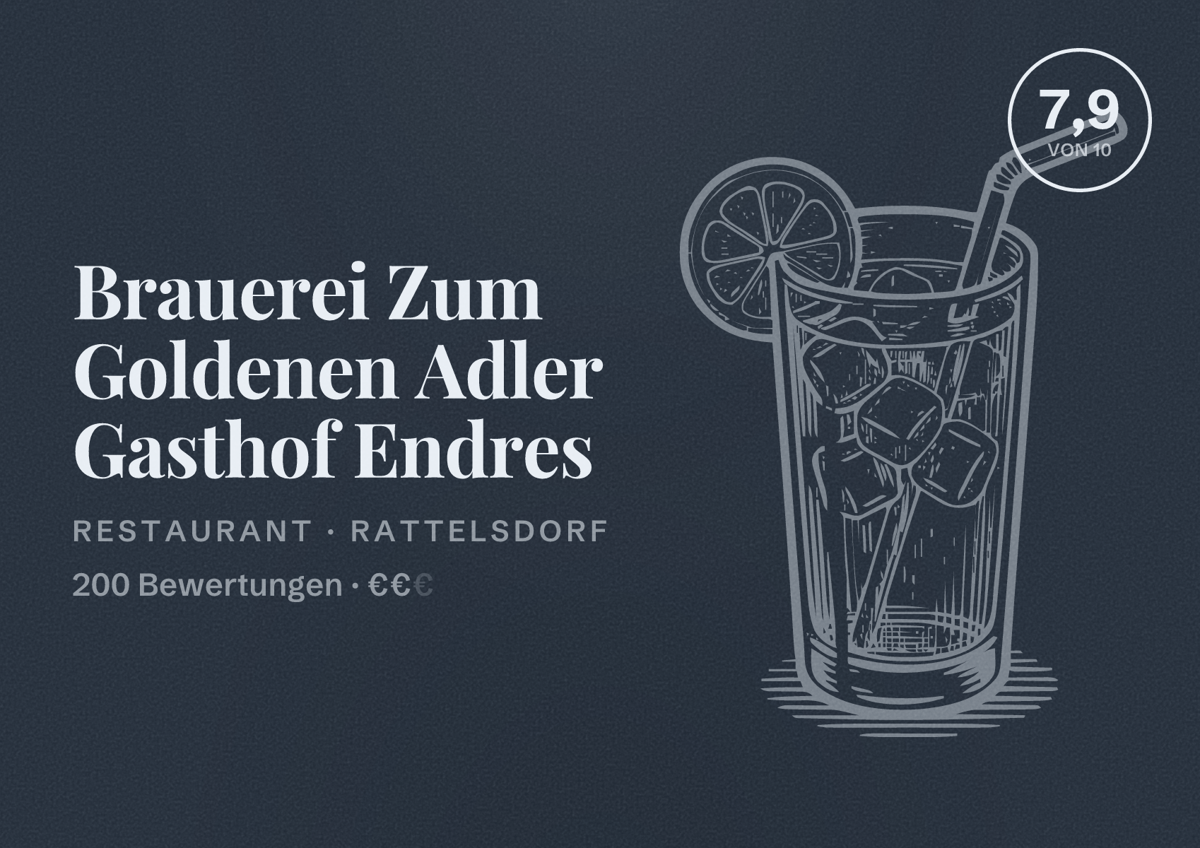 Illustriertes Poster von Brauerei Zum Goldenen Adler Gasthof Endres, Restaurant in Rattelsdorf: Bewertung 7,9 von 10 aus 200 Bewertungen, Preisniveau €€