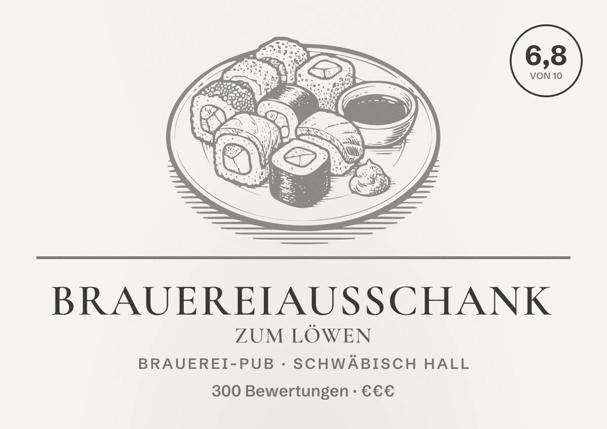 Illustriertes Poster von Brauereiausschank zum Löwen, Brauerei-Pub in Schwäbisch Hall: Bewertung 6,8 von 10 aus 300 Bewertungen, Preisniveau €€€