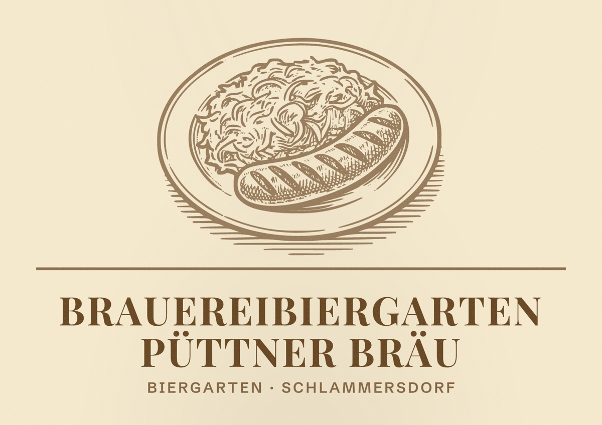 Illustriertes Poster von Brauereibiergarten Püttner Bräu, Biergarten in Schlammersdorf