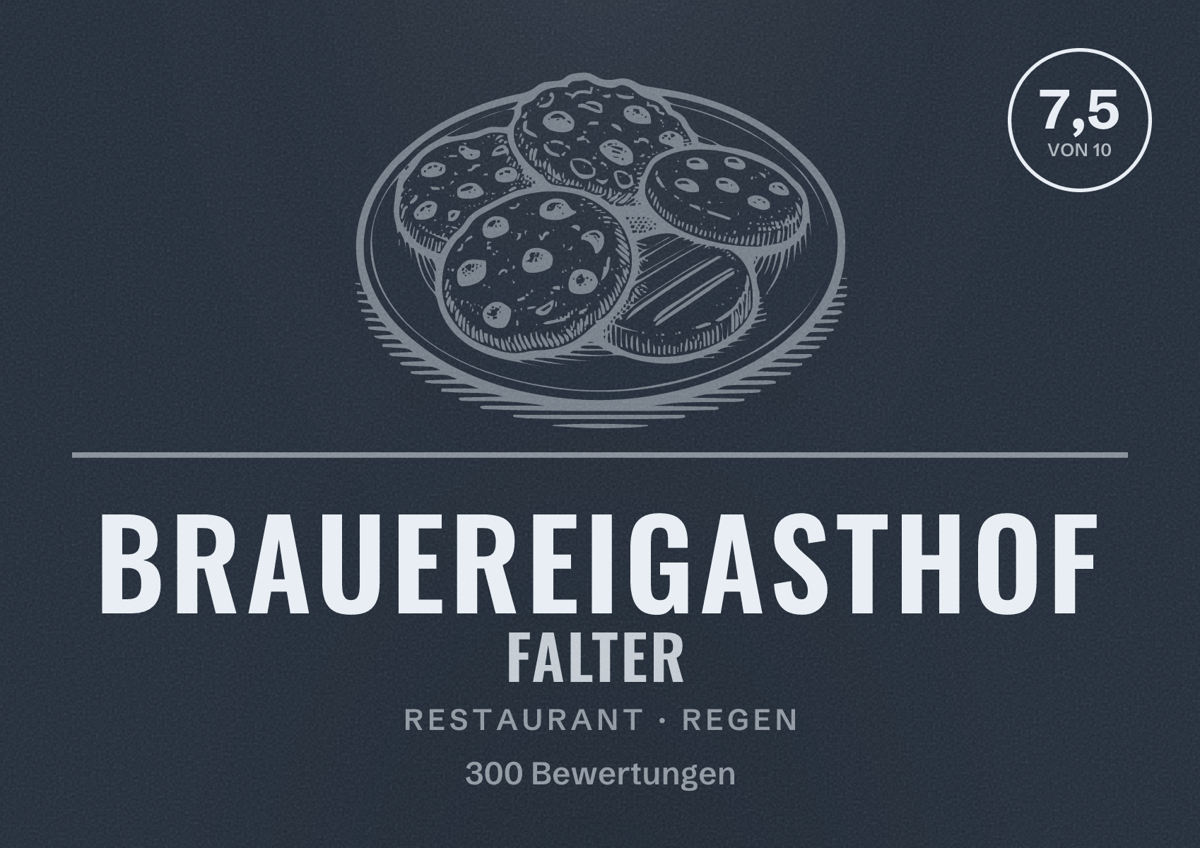 Illustriertes Poster von Brauereigasthof Falter, Restaurant in Regen: Bewertung 7,5 von 10 aus 300 Bewertungen