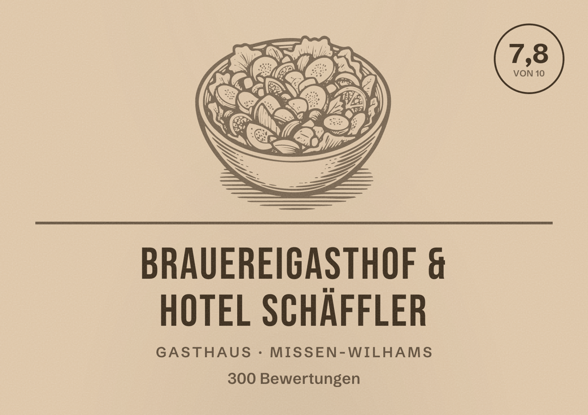 Illustriertes Poster von Brauereigasthof & Hotel Schäffler, Gasthaus in Missen-Wilhams: Bewertung 7,8 von 10 aus 300 Bewertungen