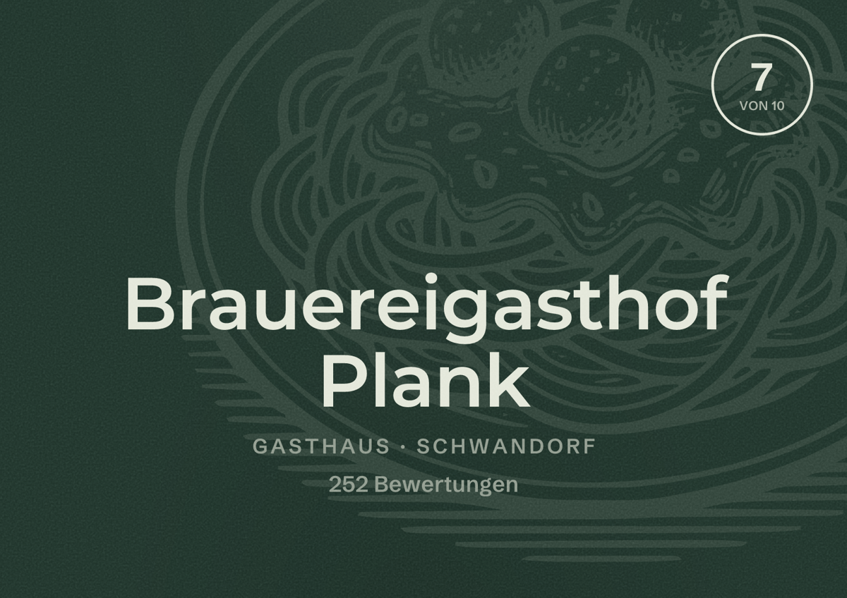 Illustriertes Poster von Brauereigasthof Plank, Gasthaus in Schwandorf: Bewertung 7 von 10 aus 252 Bewertungen
