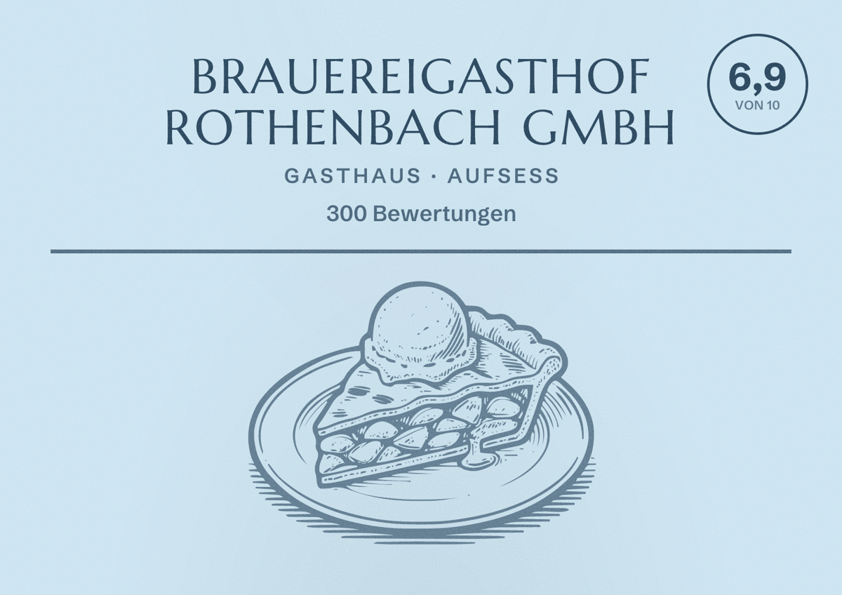 Illustriertes Poster von Brauereigasthof Rothenbach GmbH, Gasthaus in Aufseß: Bewertung 6,9 von 10 aus 300 Bewertungen