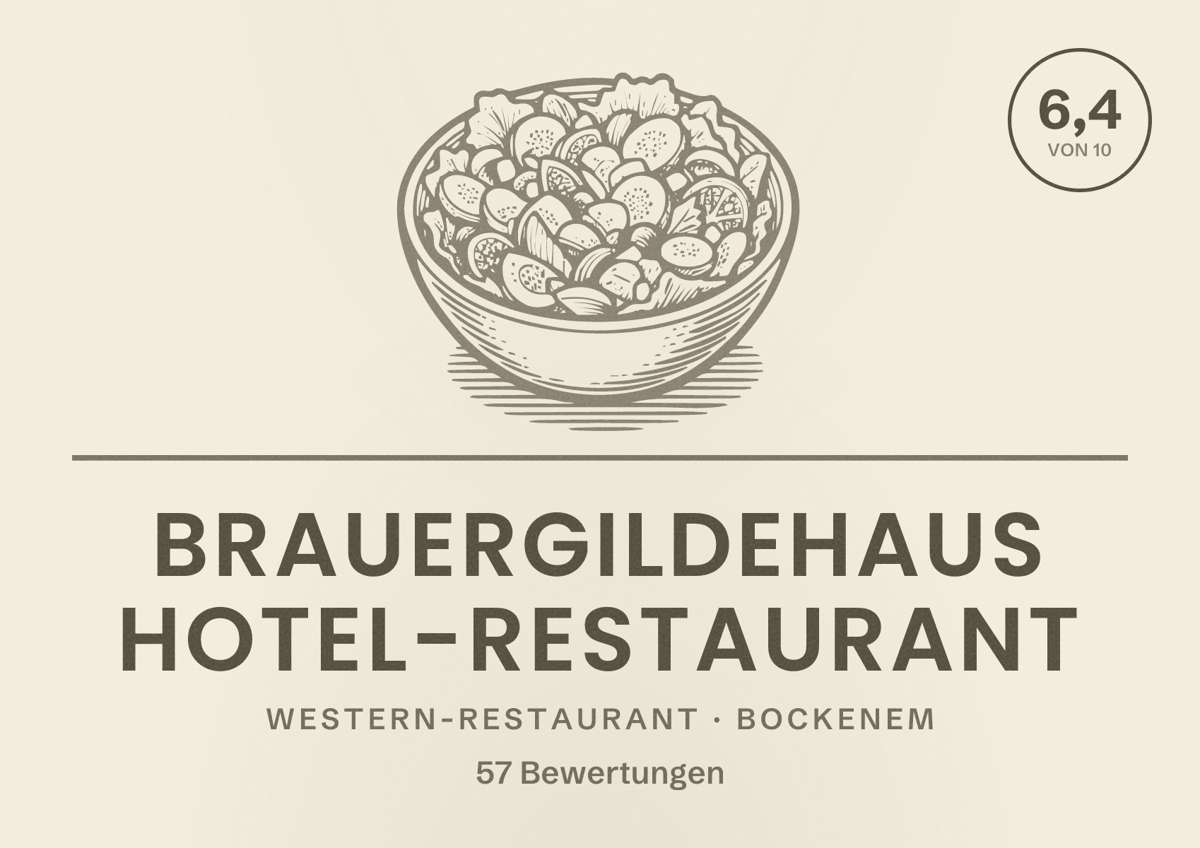 Illustriertes Poster von Brauergildehaus Hotel-Restaurant, Western-Restaurant in Bockenem: Bewertung 6,4 von 10 aus 57 Bewertungen