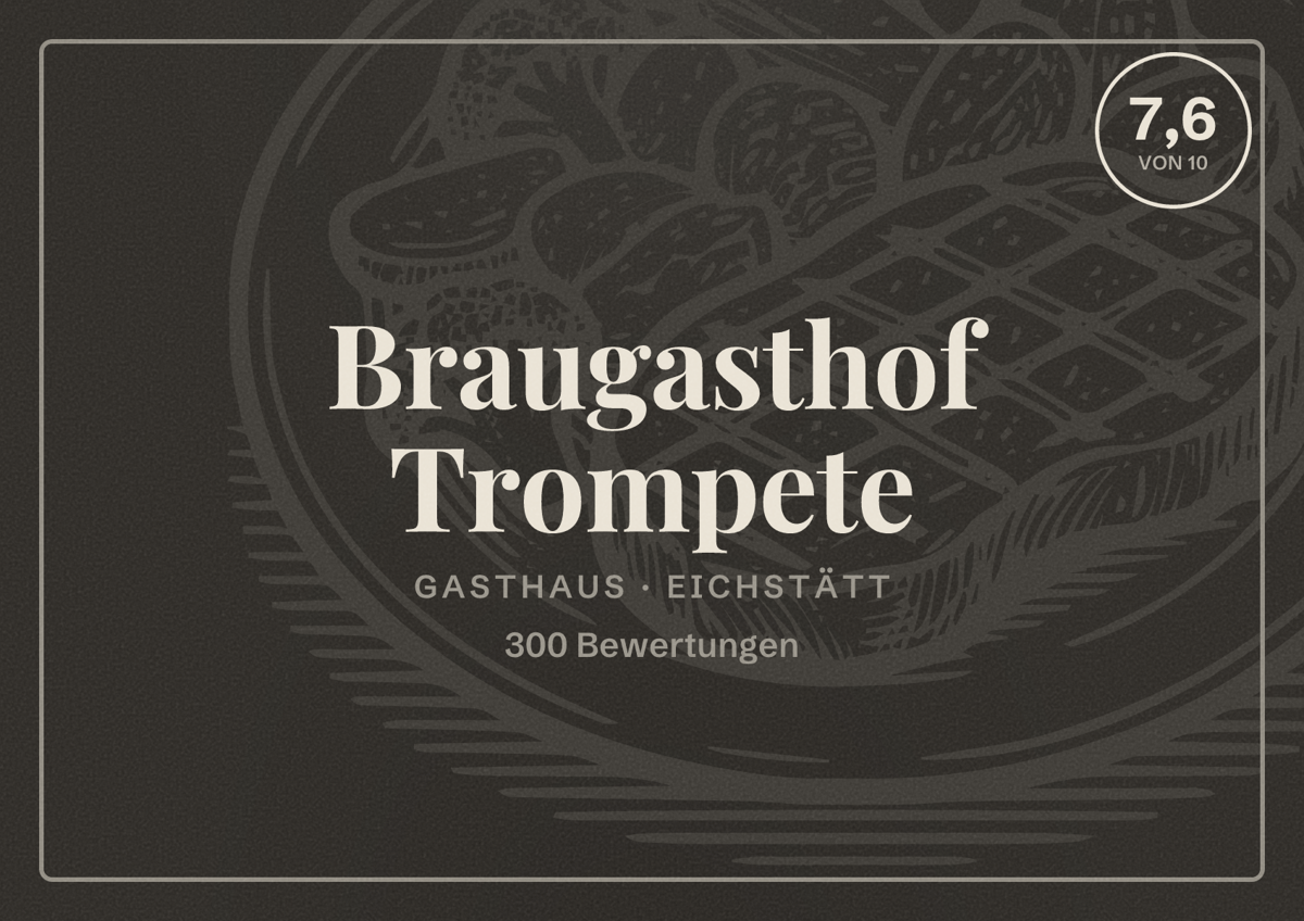 Illustriertes Poster von Braugasthof Trompete, Gasthaus in Eichstätt: Bewertung 7,6 von 10 aus 300 Bewertungen