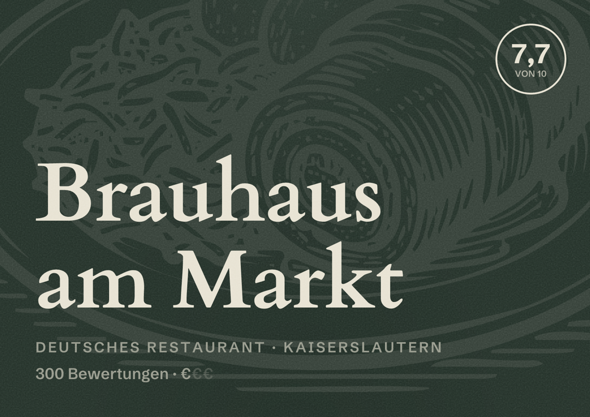 Illustriertes Poster von Brauhaus am Markt, Deutsches Restaurant in Kaiserslautern: Bewertung 7,7 von 10 aus 300 Bewertungen, Preisniveau €