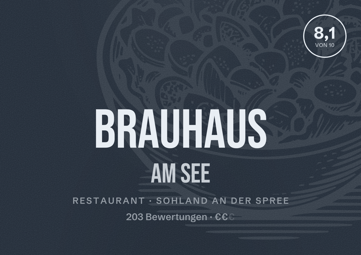 Illustriertes Poster von Brauhaus am See, Restaurant in Sohland an der Spree: Bewertung 8,1 von 10 aus 203 Bewertungen, Preisniveau €€