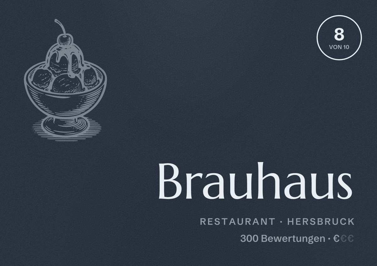 Illustriertes Poster von Brauhaus, Restaurant in Hersbruck: Bewertung 8 von 10 aus 300 Bewertungen, Preisniveau €
