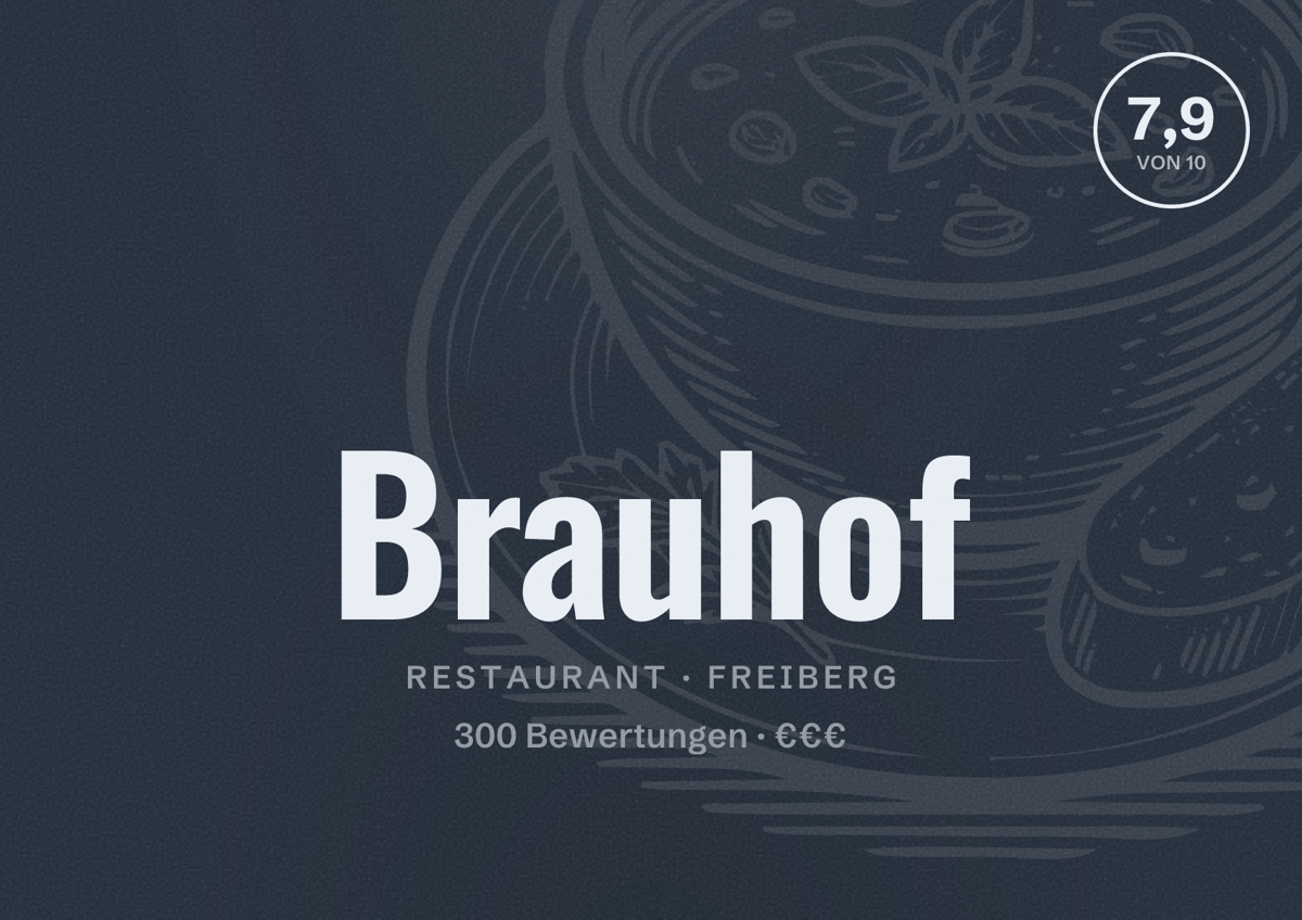Illustriertes Poster von Brauhof, Restaurant in Freiberg: Bewertung 7,9 von 10 aus 300 Bewertungen, Preisniveau €€€