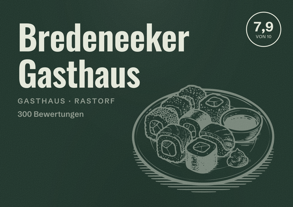 Illustriertes Poster von Bredeneeker Gasthaus, Gasthaus in Rastorf: Bewertung 7,9 von 10 aus 300 Bewertungen