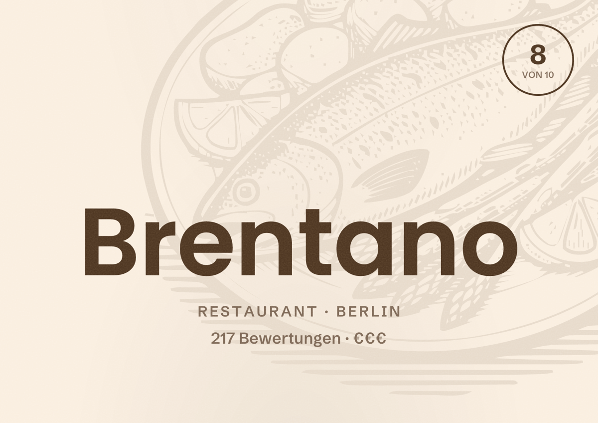 Illustriertes Poster von Brentano, Restaurant in Berlin: Bewertung 8,0 von 10 aus 217 Bewertungen, Preisniveau €€€