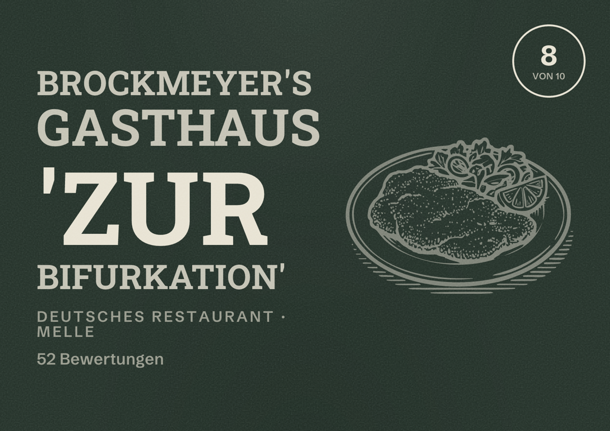 Illustriertes Poster von Brockmeyer's Gasthaus 'Zur Bifurkation', Deutsches Restaurant in Melle: Bewertung 8 von 10 aus 52 Bewertungen