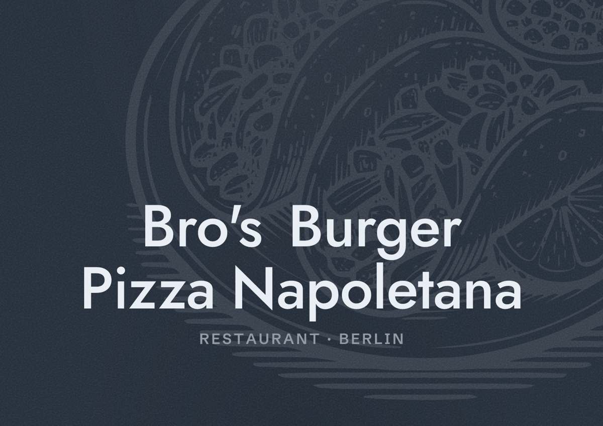 Illustriertes Poster von Bro's Burger Pizza Napoletana, Restaurant in Berlin