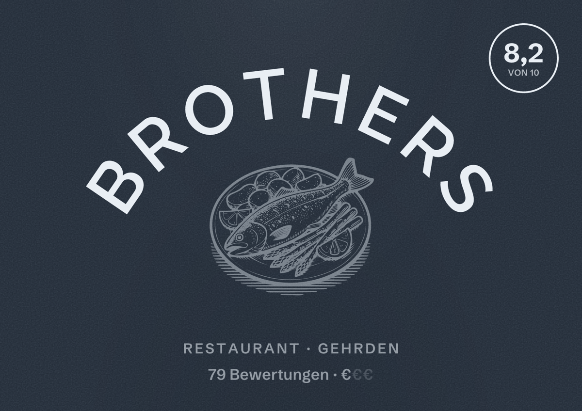 Illustriertes Poster von Brothers, Restaurant in Gehrden: Bewertung 8,2 von 10 aus 79 Bewertungen, Preisniveau €