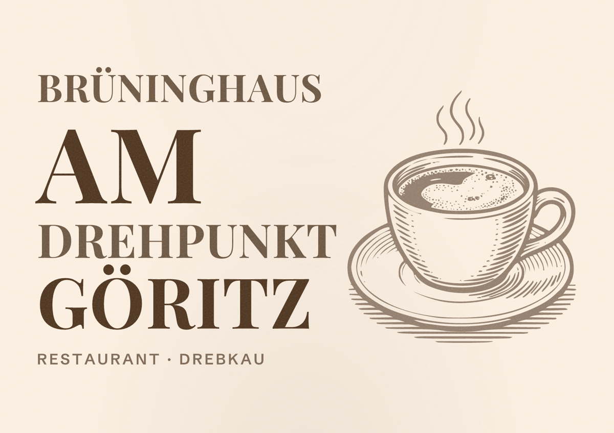 Illustriertes Poster von Brüninghaus am Drehpunkt Göritz, Restaurant in Drebkau
