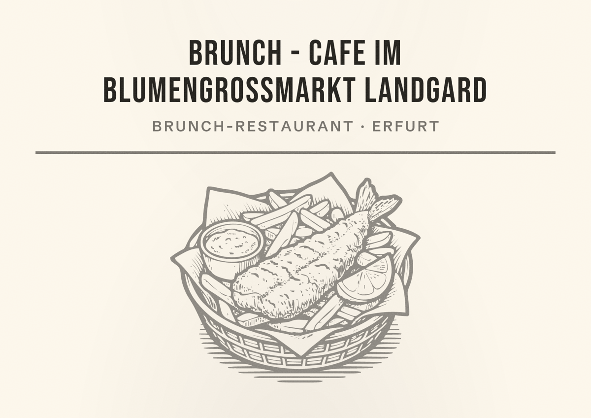 Illustriertes Poster von Brunch - Cafe im Blumengroßmarkt Landgard, Brunch-Restaurant in Erfurt