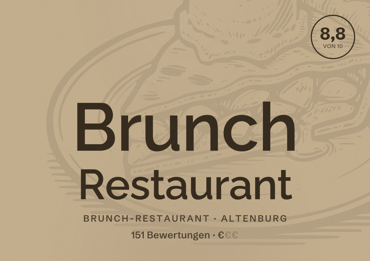 Illustriertes Poster von Brunch Restaurant, Brunch-Restaurant in Altenburg: Bewertung 8,8 von 10 aus 151 Bewertungen, Preisniveau €