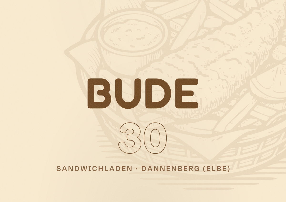 Illustriertes Poster von Bude 30, Sandwichladen in Dannenberg (Elbe)