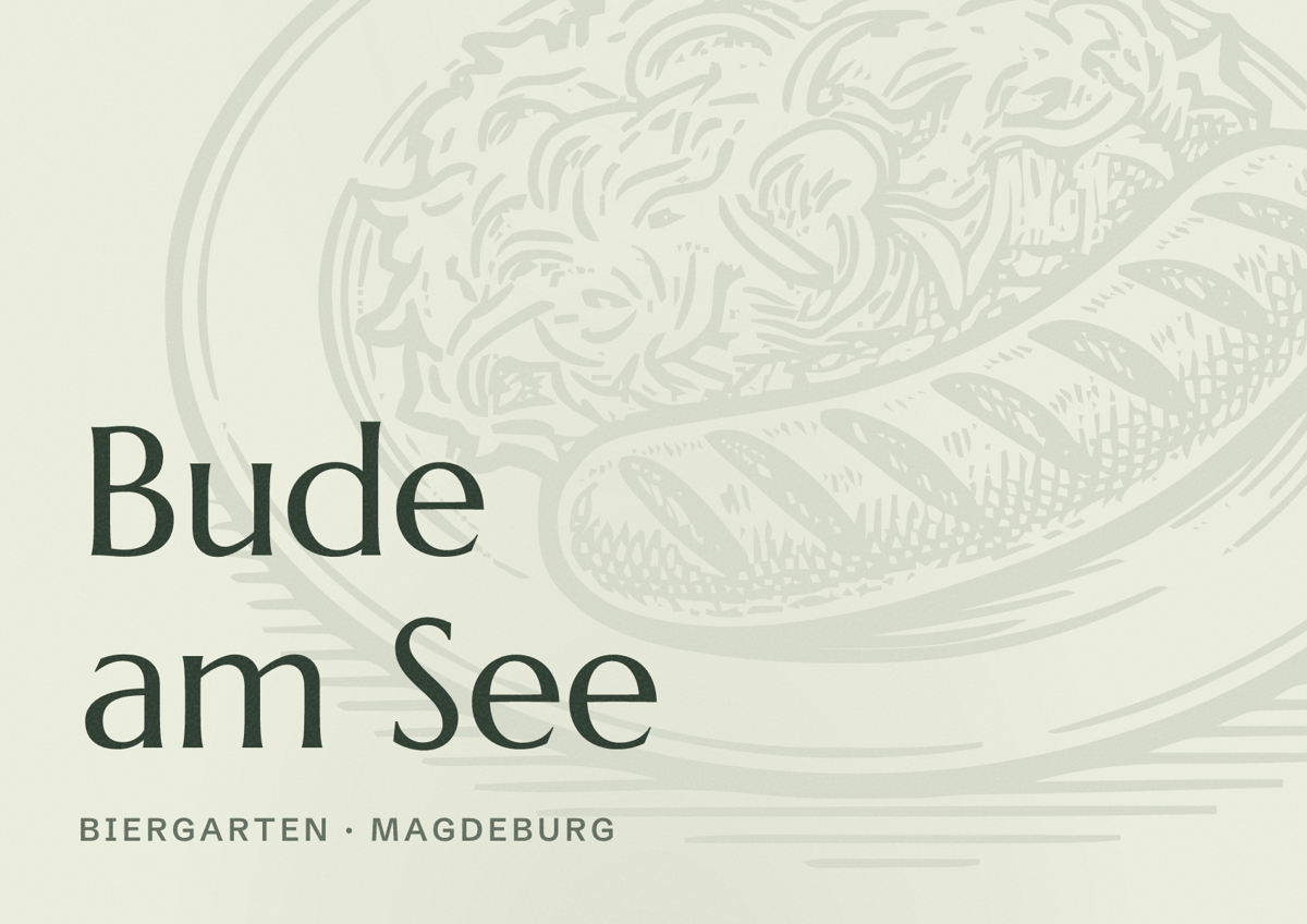 Illustriertes Poster von Bude am See, Biergarten in Magdeburg