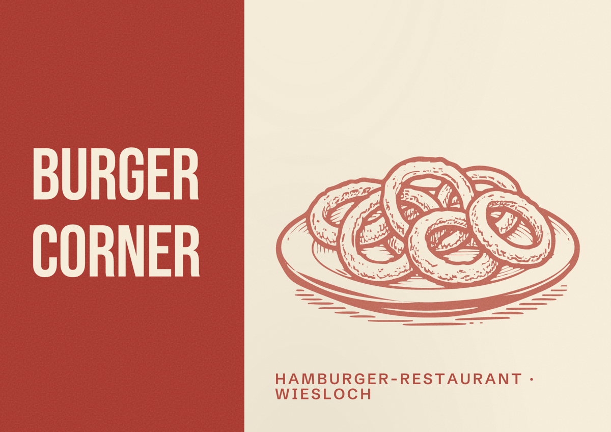 Illustriertes Poster von Burger Corner, Hamburger-Restaurant in Wiesloch