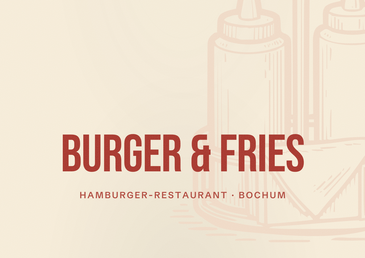 Illustriertes Poster von BURGER & Fries, Hamburger-Restaurant in Bochum