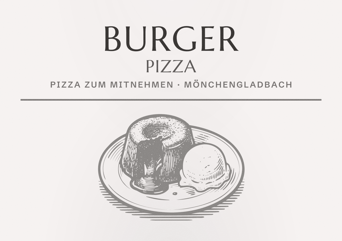 Illustriertes Poster von Burger Pizza, Pizza zum Mitnehmen in Mönchengladbach