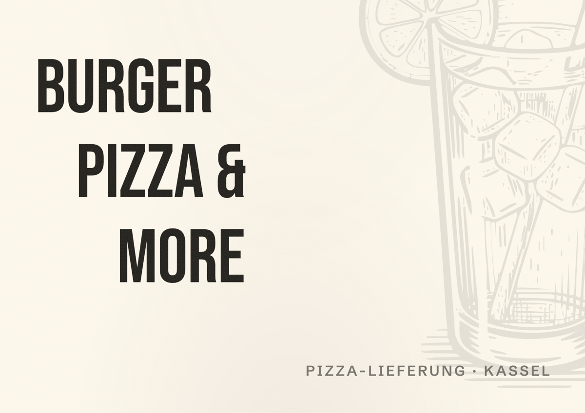 Illustriertes Poster von Burger Pizza & more, Pizza-Lieferung in Kassel