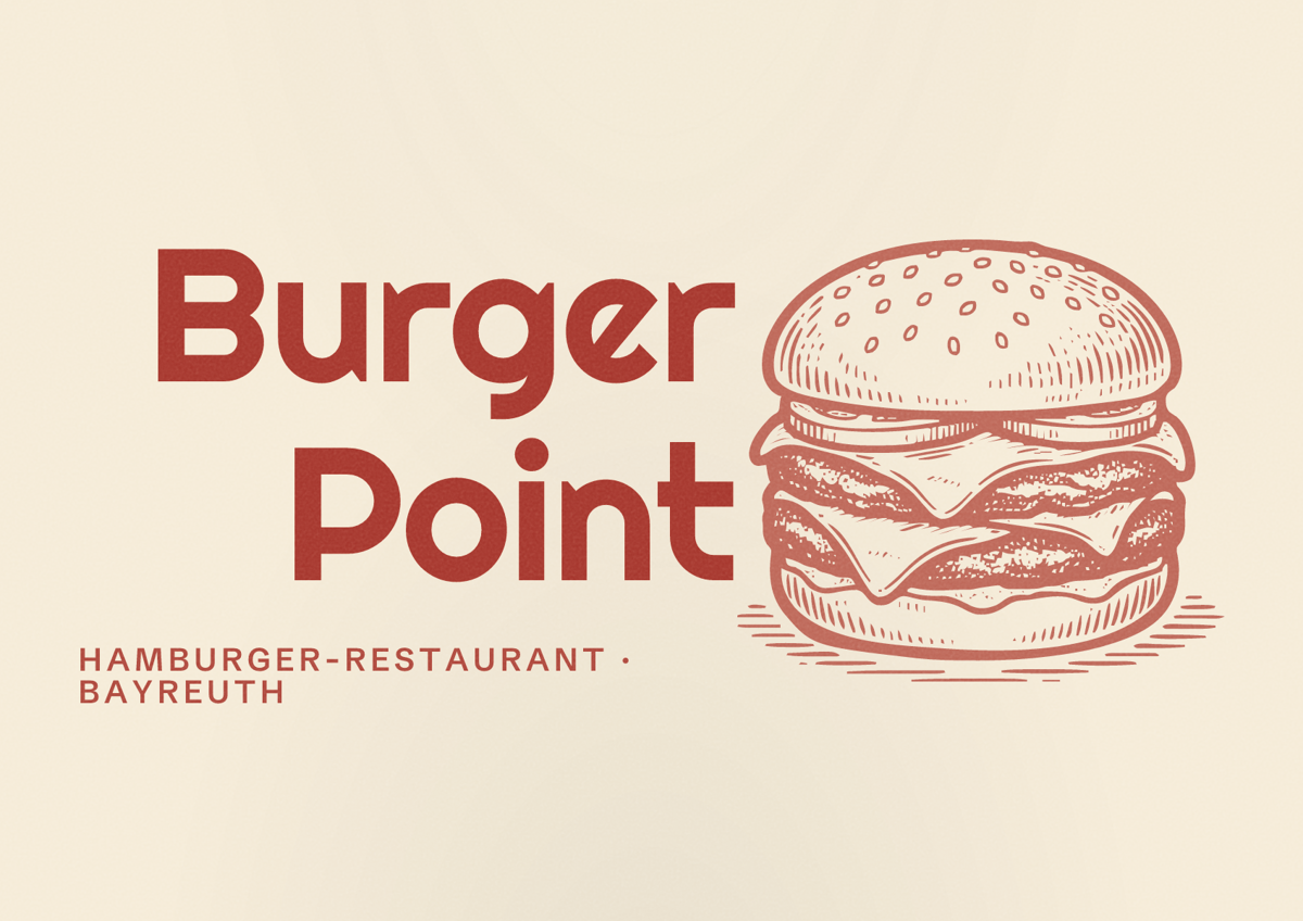 Illustriertes Poster von Burger Point, Hamburger-Restaurant in Bayreuth