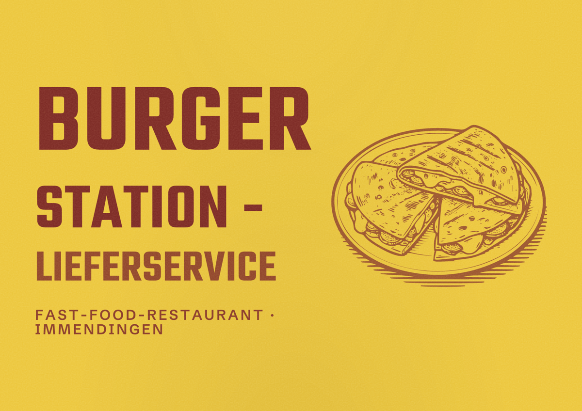 Illustriertes Poster von Burger Station - Lieferservice, Fast-Food-Restaurant in Immendingen