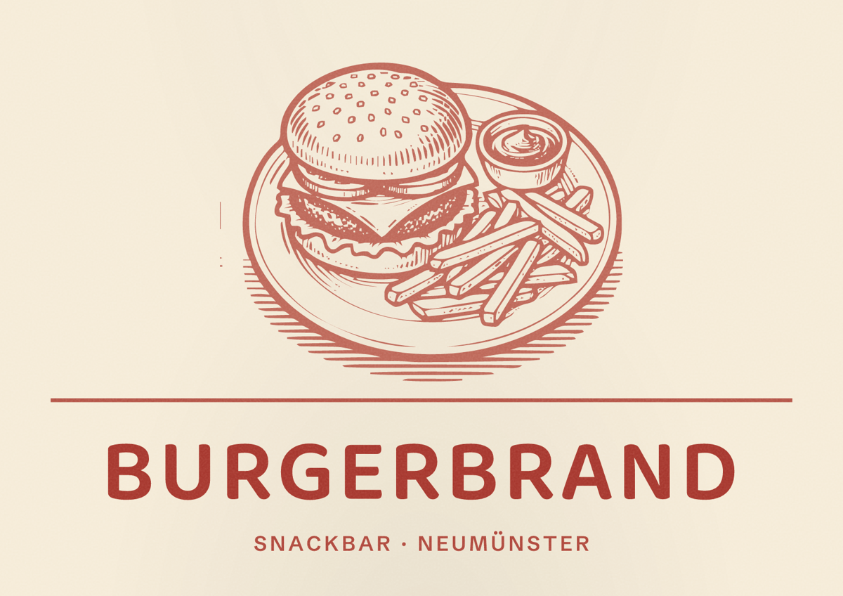 Illustriertes Poster von BurgerBrand, Snackbar in Neumünster