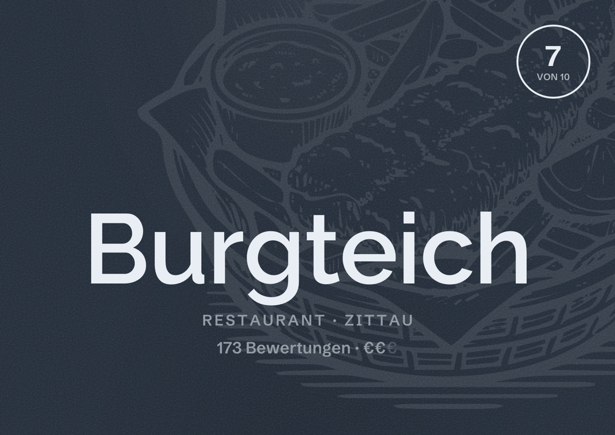 Illustriertes Poster von Burgteich, Restaurant in Zittau: Bewertung 7 von 10 aus 173 Bewertungen, Preisniveau €€