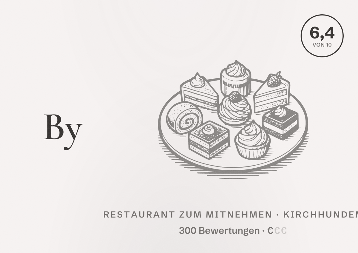 Illustriertes Poster von By Ali, Restaurant zum Mitnehmen in Kirchhundem: Bewertung 6,4 von 10 aus 300 Bewertungen, Preisniveau €