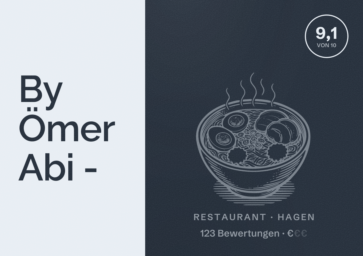 Illustriertes Poster von By Ömer Abi -, Restaurant in Hagen: Bewertung 9,1 von 10 aus 123 Bewertungen, Preisniveau €