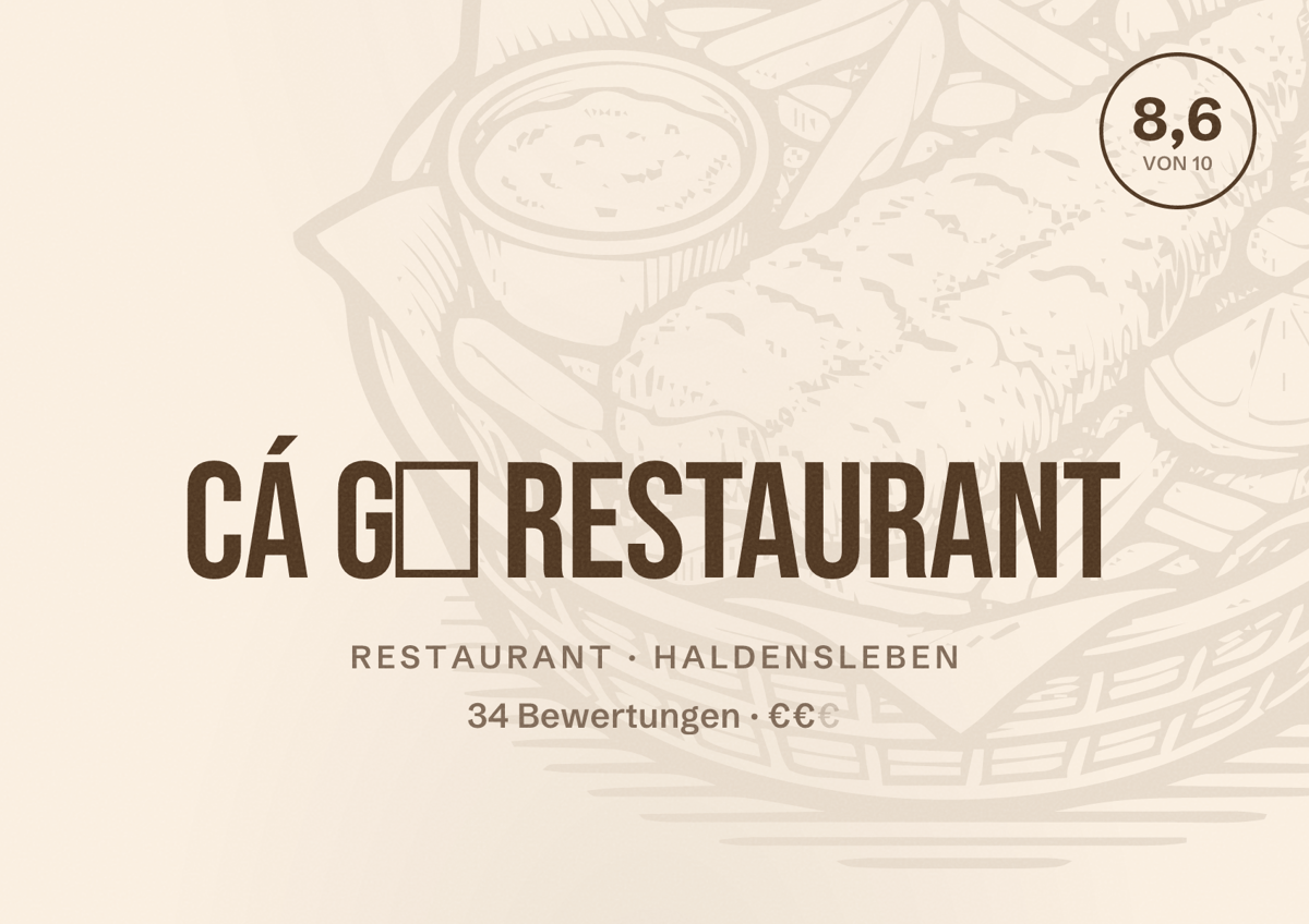 Illustriertes Poster von Cá Gỗ Restaurant, Restaurant in Haldensleben: Bewertung 8,6 von 10 aus 34 Bewertungen, Preisniveau €€