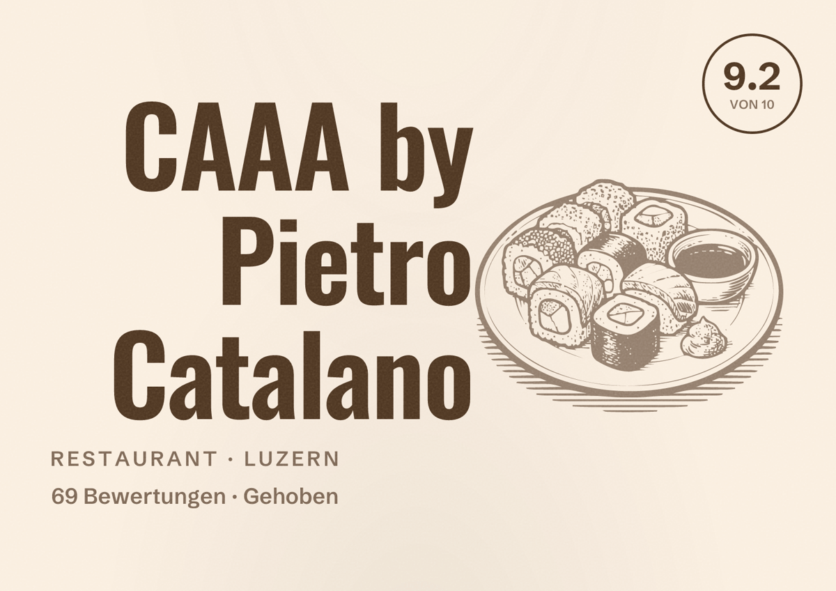 Illustriertes Poster von CAAA by Pietro Catalano, Restaurant in Luzern: Bewertung 9.2 von 10 aus 69 Bewertungen, Preisniveau Gehoben