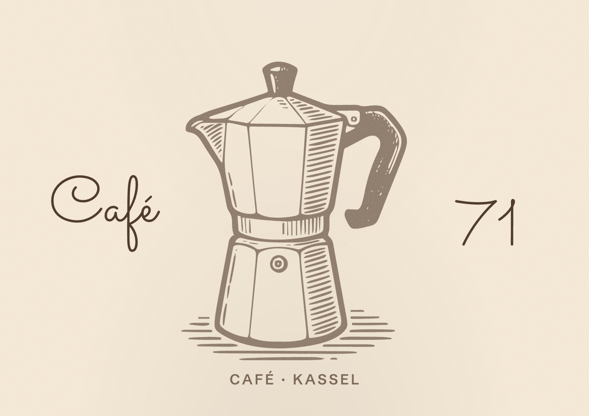 Illustriertes Poster von Café 71, Café in Kassel