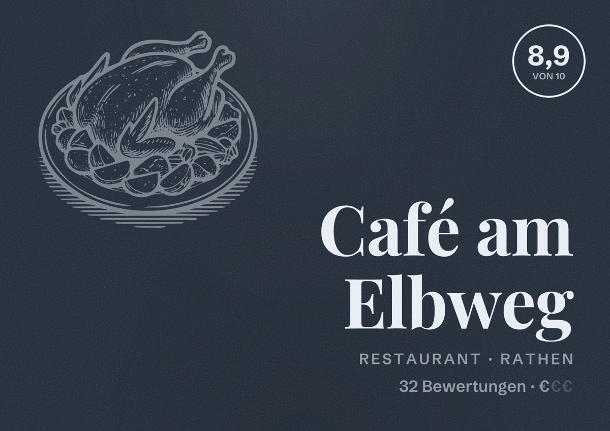 Illustriertes Poster von Café am Elbweg, Restaurant in Rathen: Bewertung 8,9 von 10 aus 32 Bewertungen, Preisniveau €