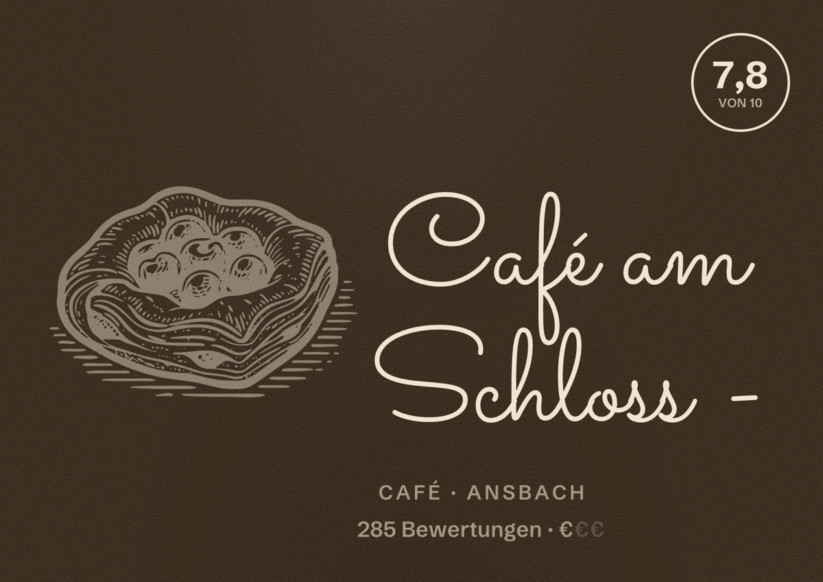 Illustriertes Poster von Café am Schloss -, Café in Ansbach: Bewertung 7,8 von 10 aus 285 Bewertungen, Preisniveau €