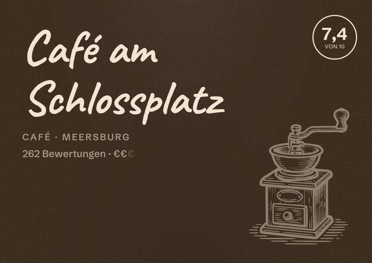 Illustriertes Poster von Café am Schlossplatz, Café in Meersburg: Bewertung 7,4 von 10 aus 262 Bewertungen, Preisniveau €€