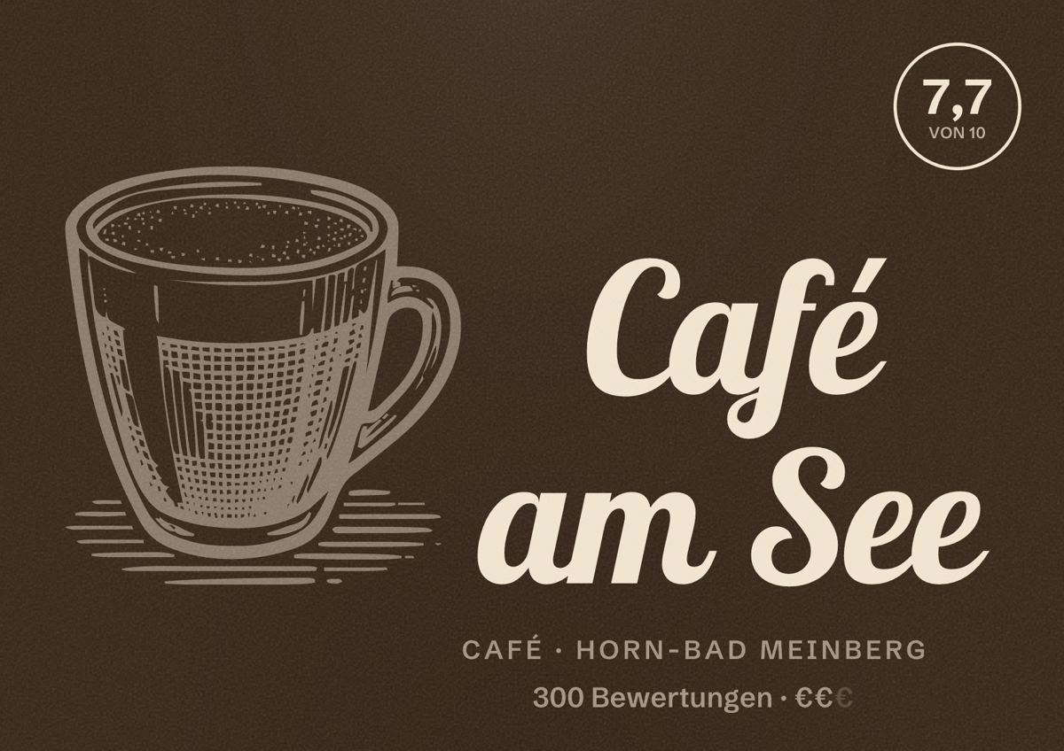 Illustriertes Poster von Café am See, Café in Horn-Bad Meinberg: Bewertung 7,7 von 10 aus 300 Bewertungen, Preisniveau €€
