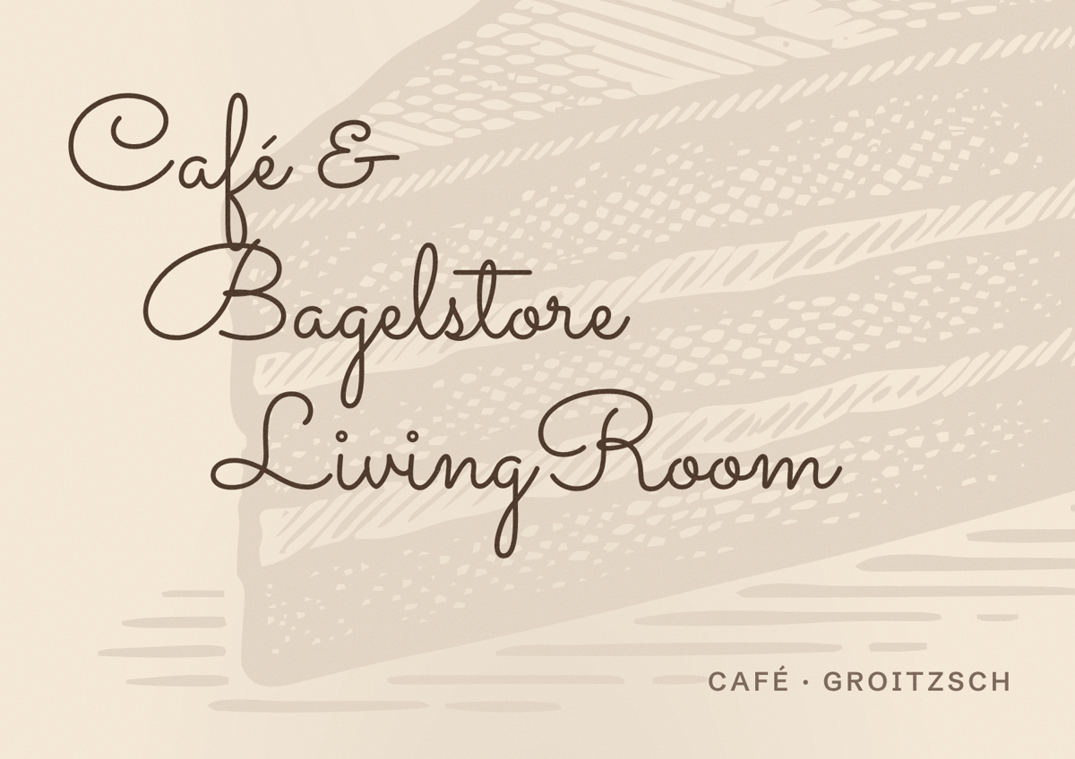 Illustriertes Poster von Café & Bagelstore LivingRoom, Café in Groitzsch