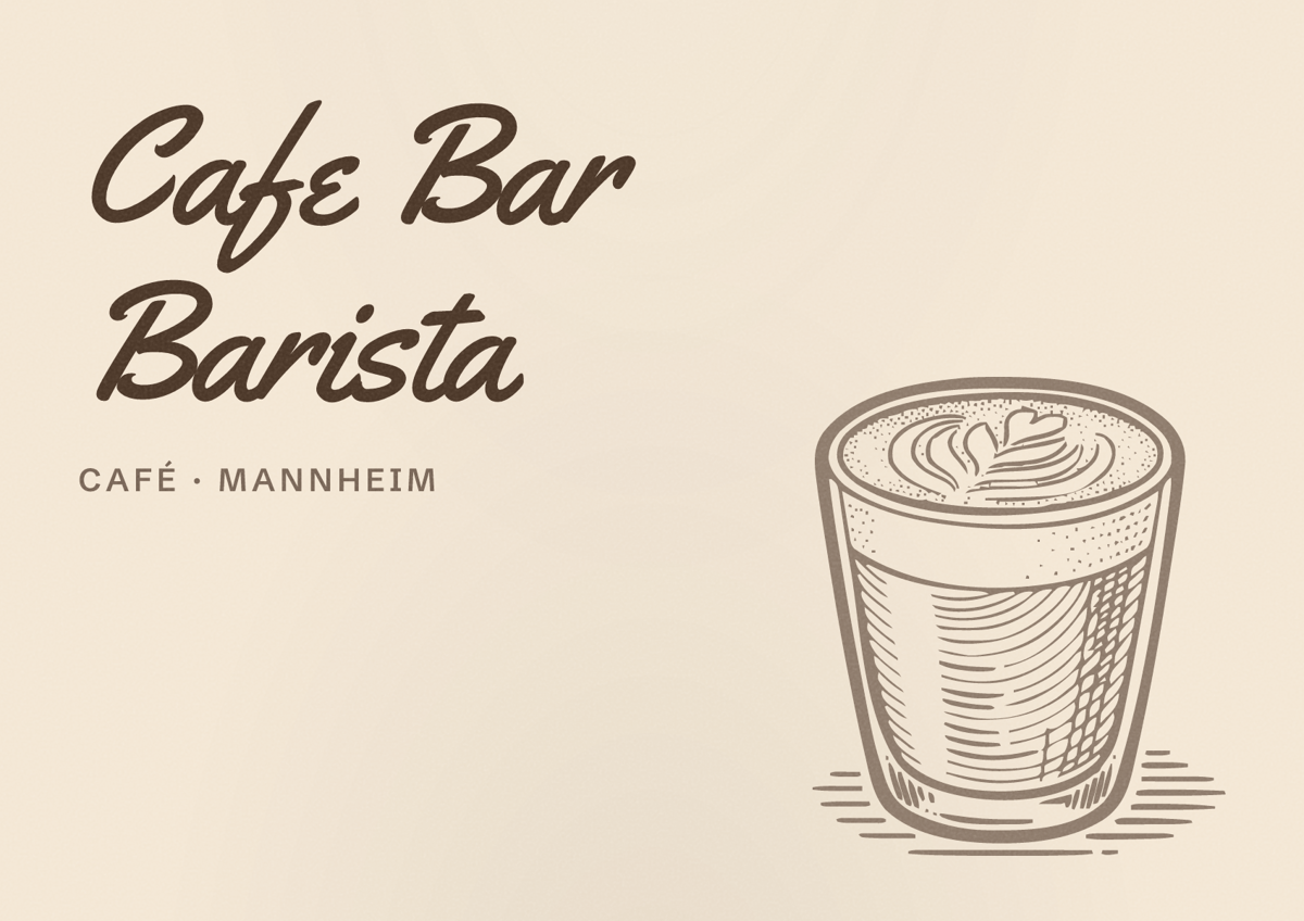 Illustriertes Poster von Cafe Bar Barista, Café in Mannheim