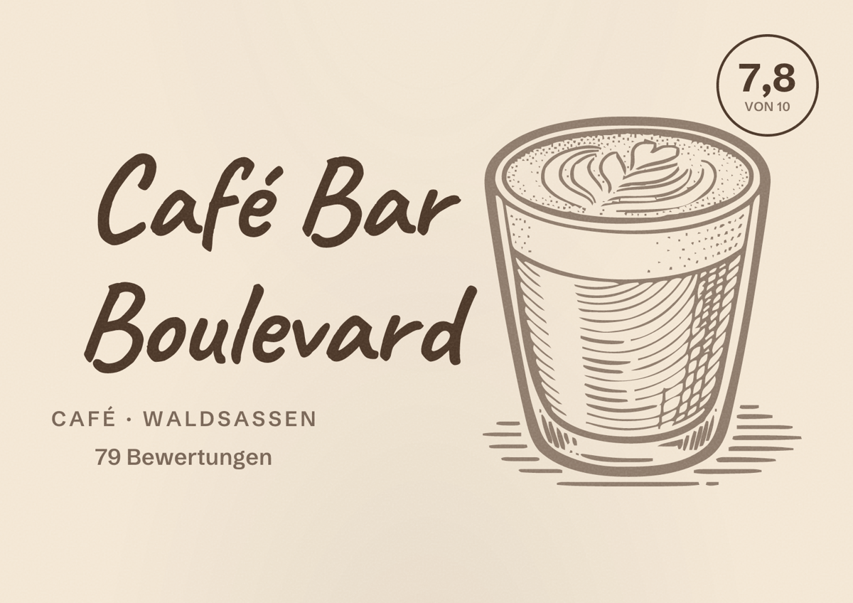 Illustriertes Poster von Café Bar Boulevard, Café in Waldsassen: Bewertung 7,8 von 10 aus 79 Bewertungen
