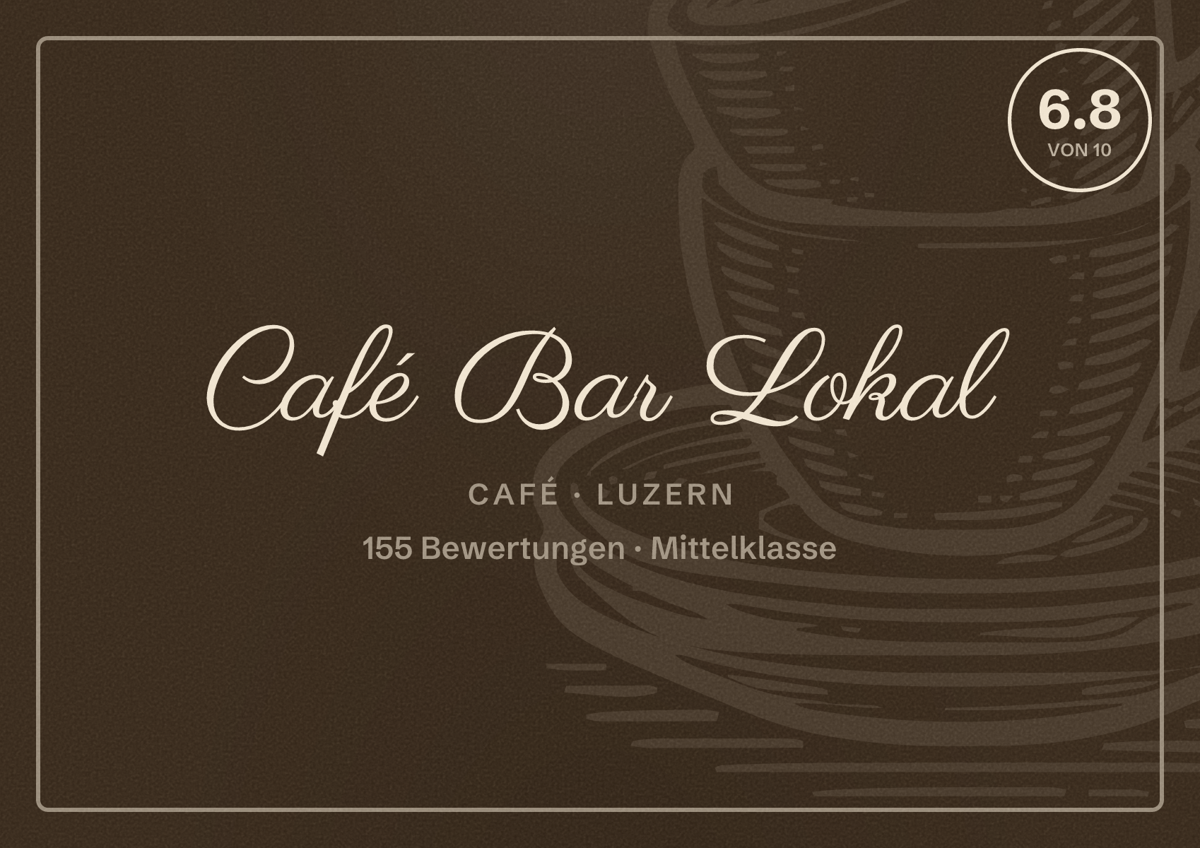 Illustriertes Poster von Café Bar Lokal, Café in Luzern: Bewertung 6.8 von 10 aus 155 Bewertungen, Preisniveau Mittelklasse